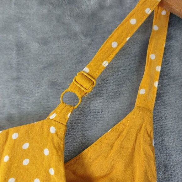 Torrid Womens Polka Dot Babydoll Tank Top 2X Yellow Zip Back Adjustable Straps - Picture 7 of 9